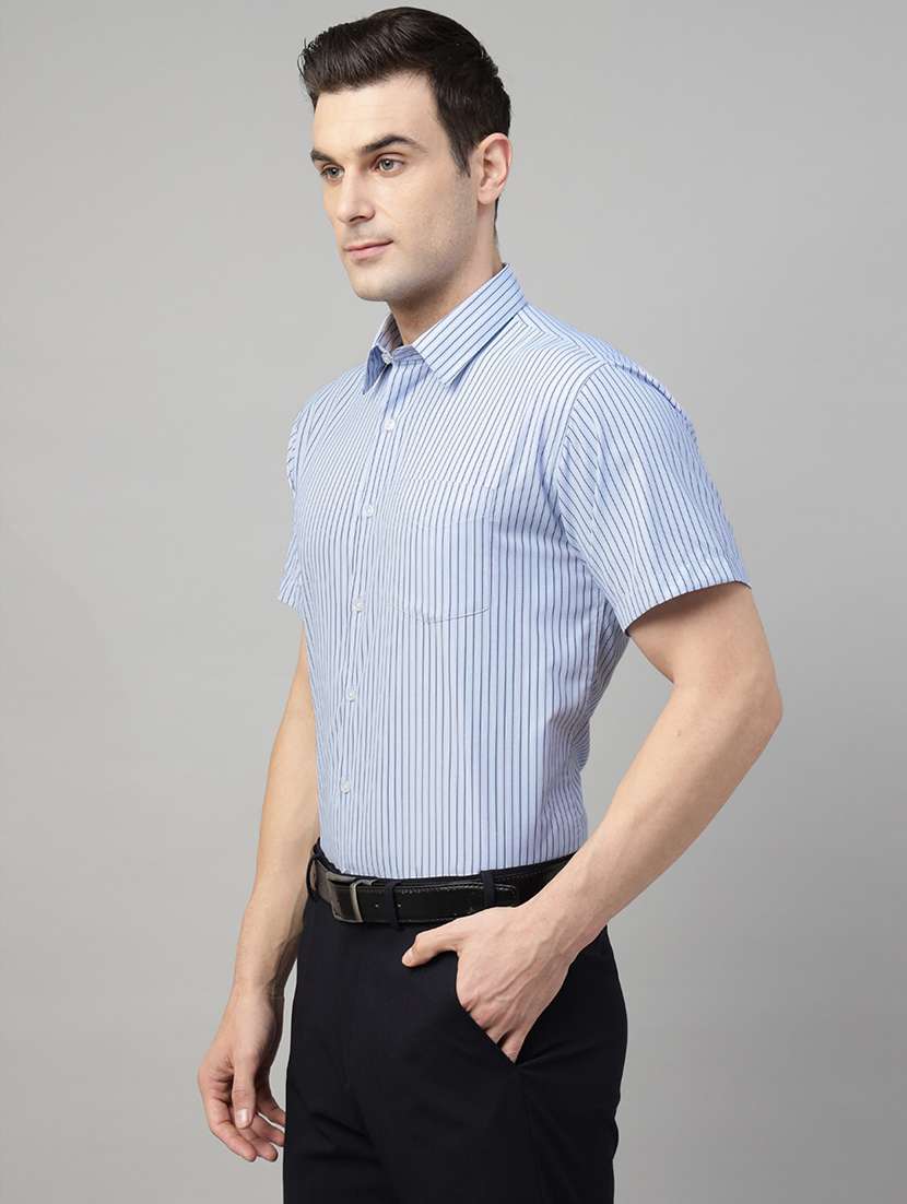 men striped collared short sleeve shirt - 22039341 -  Standard Image - 2