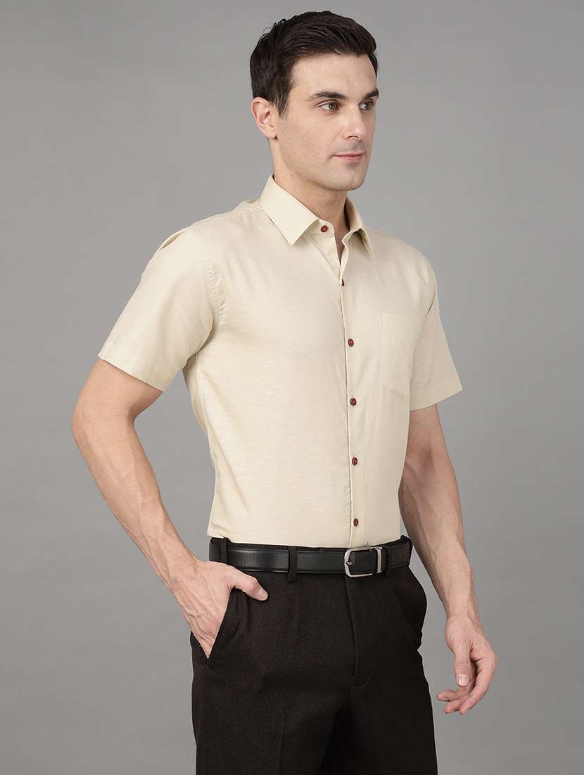 men solid collared short sleeve shirt - 22039342 -  Standard Image - 2