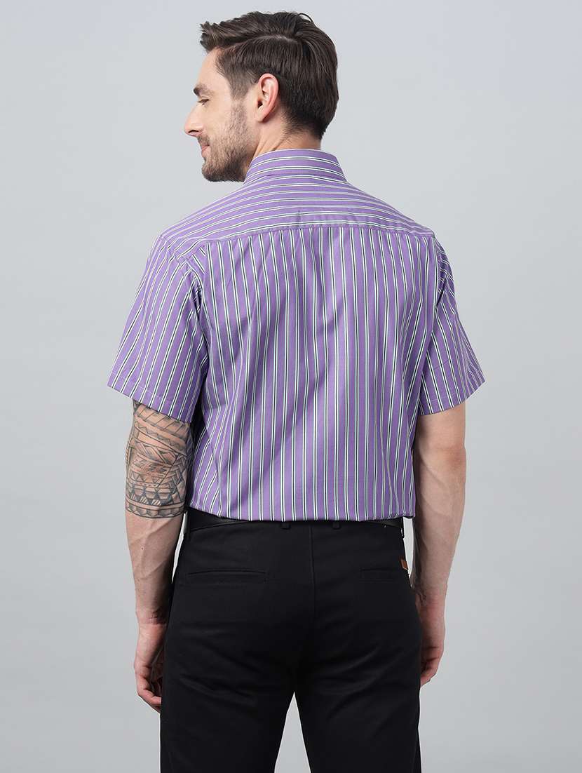 men striped collared short sleeve shirt - 22039346 -  Standard Image - 2