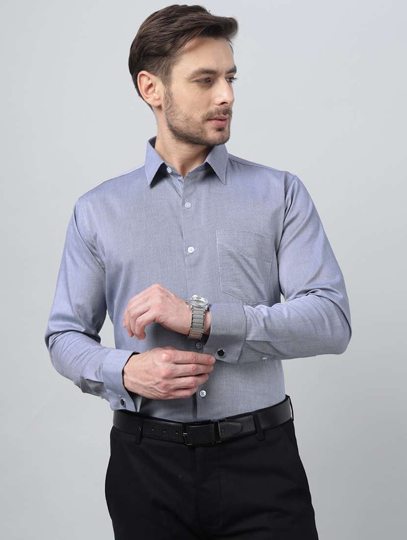men solid collared long sleeve shirt - 22039347 -  Standard Image - 2