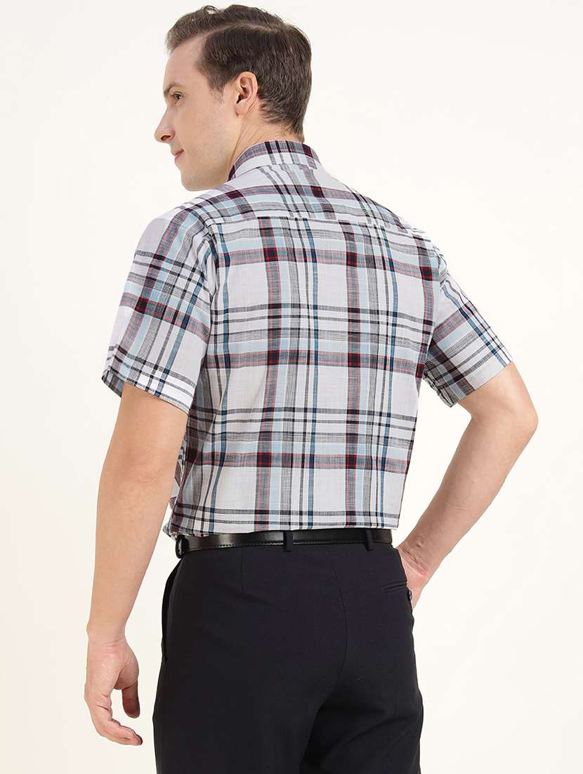 men checkered collared short sleeve regular fit shirt - 22039349 -  Standard Image - 2