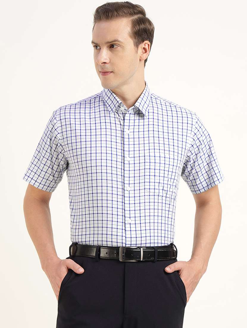 men checkered collared short sleeve shirt - 22039359 -  Standard Image - 2