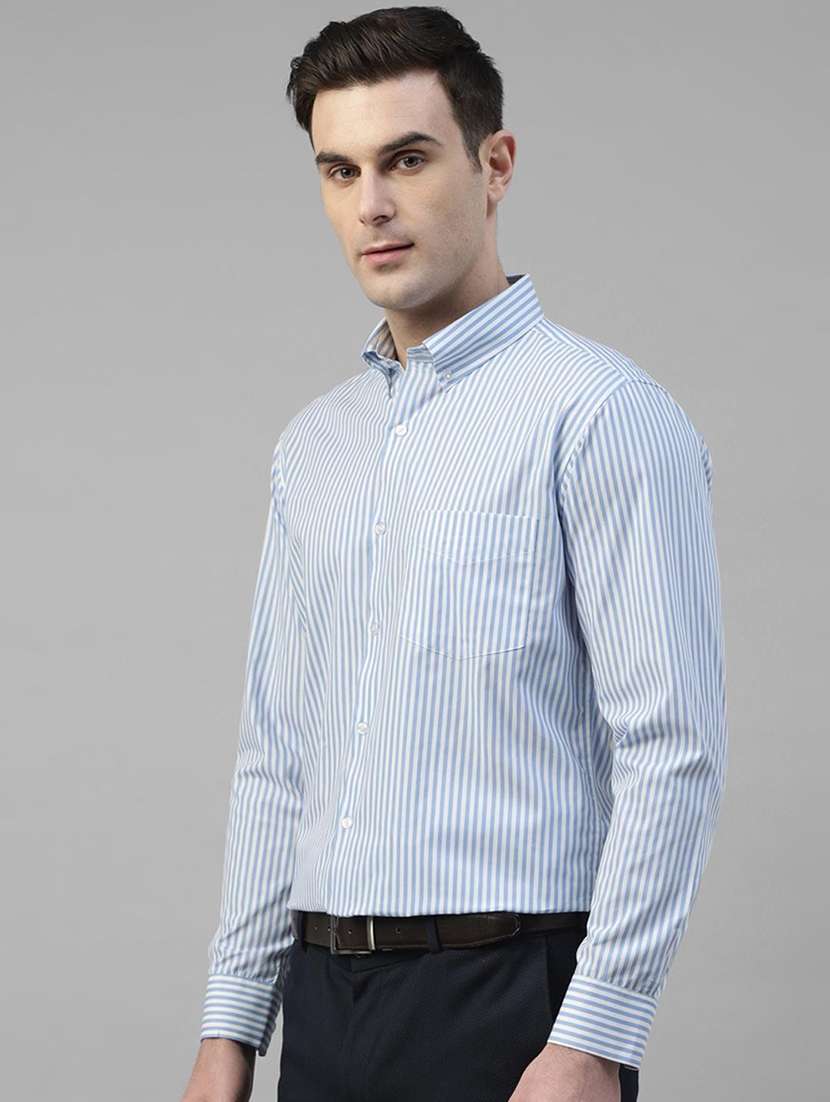 men striped collared long sleeve shirt - 22039410 -  Standard Image - 2