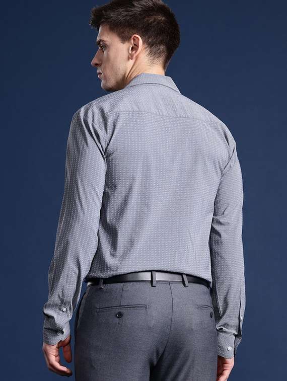 men striped collared long sleeve shirt - 22039431 - Standard Image - 2