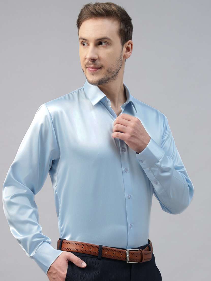 men solid collared long sleeve shirt