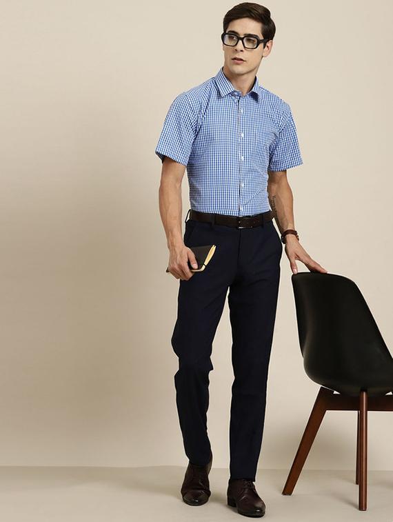 men checkered collared short sleeve regular fit shirt - 22039443 - Standard Image - 2