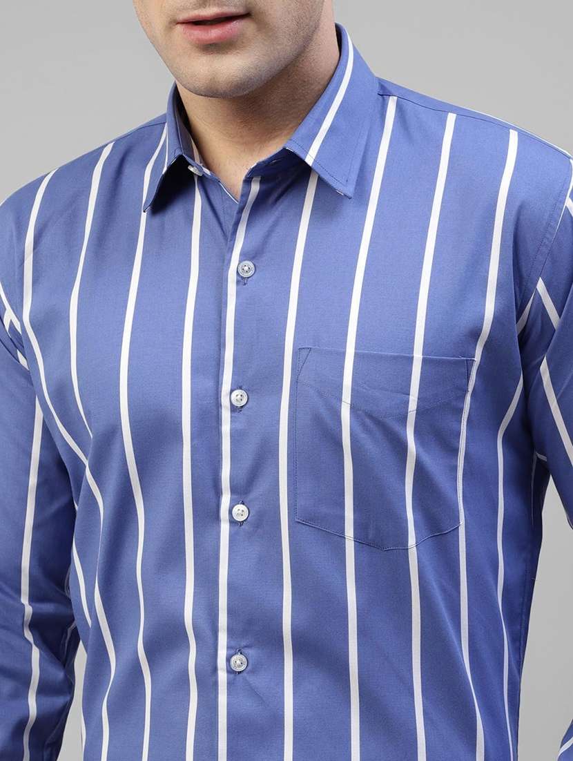 men striped collared long sleeve regular fit shirt - 22039451 -  Standard Image - 2