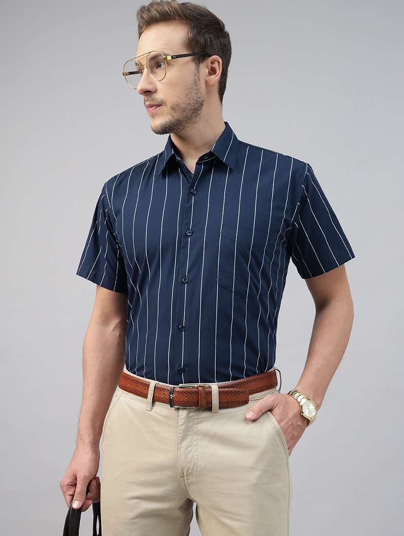 men striped collared short sleeve shirt - 22039466 -  Standard Image - 2