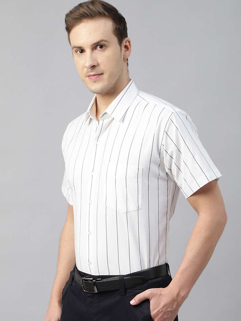 men striped collared short sleeve shirt - 22039467 - Standard Image - 2