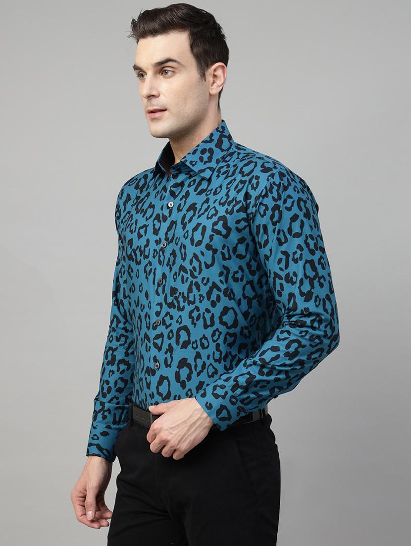 men animal print collared long sleeve shirt - 22039478 - Standard Image - 2