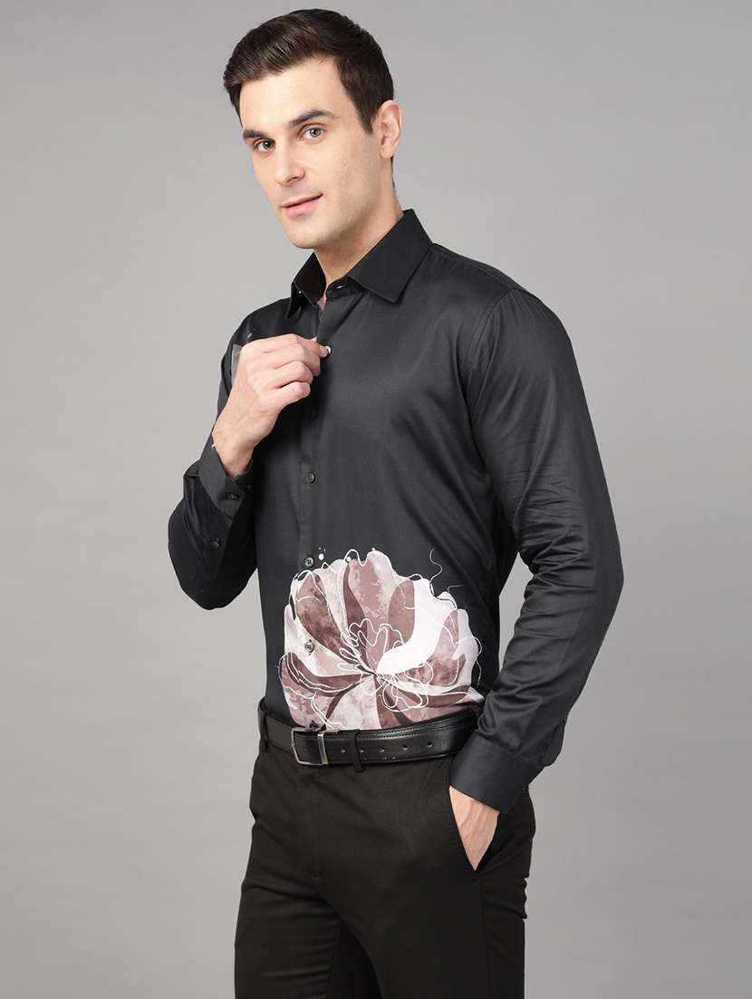 men printed collared long sleeve regular fit shirt - 22039484 -  Standard Image - 2