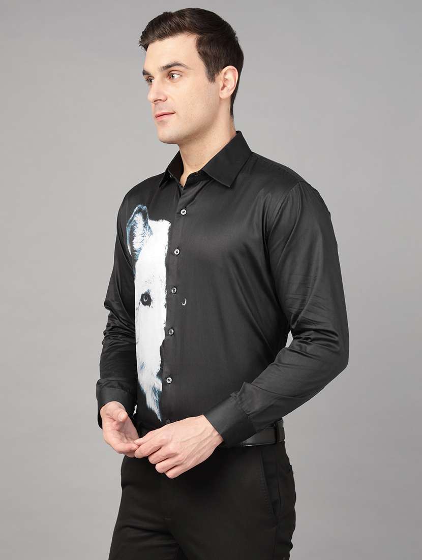 men printed collared long sleeve shirt - 22039486 -  Standard Image - 2