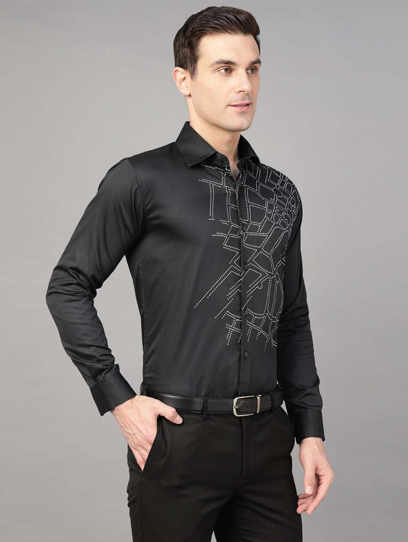 men printed collared long sleeve shirt - 22039487 -  Standard Image - 2