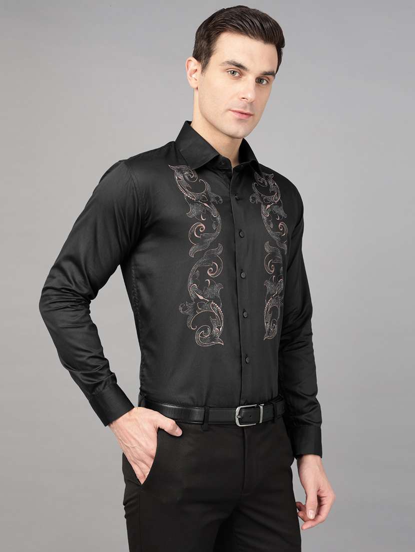 men printed collared long sleeve shirt - 22039489 -  Standard Image - 2