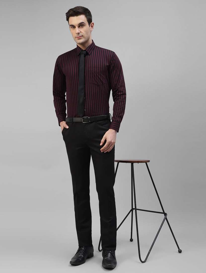 men striped collared long sleeve regular fit shirt - 22039506 -  Standard Image - 2