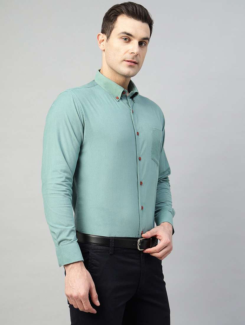 sea green cotton formal shirt - 22039529 -  Standard Image - 2