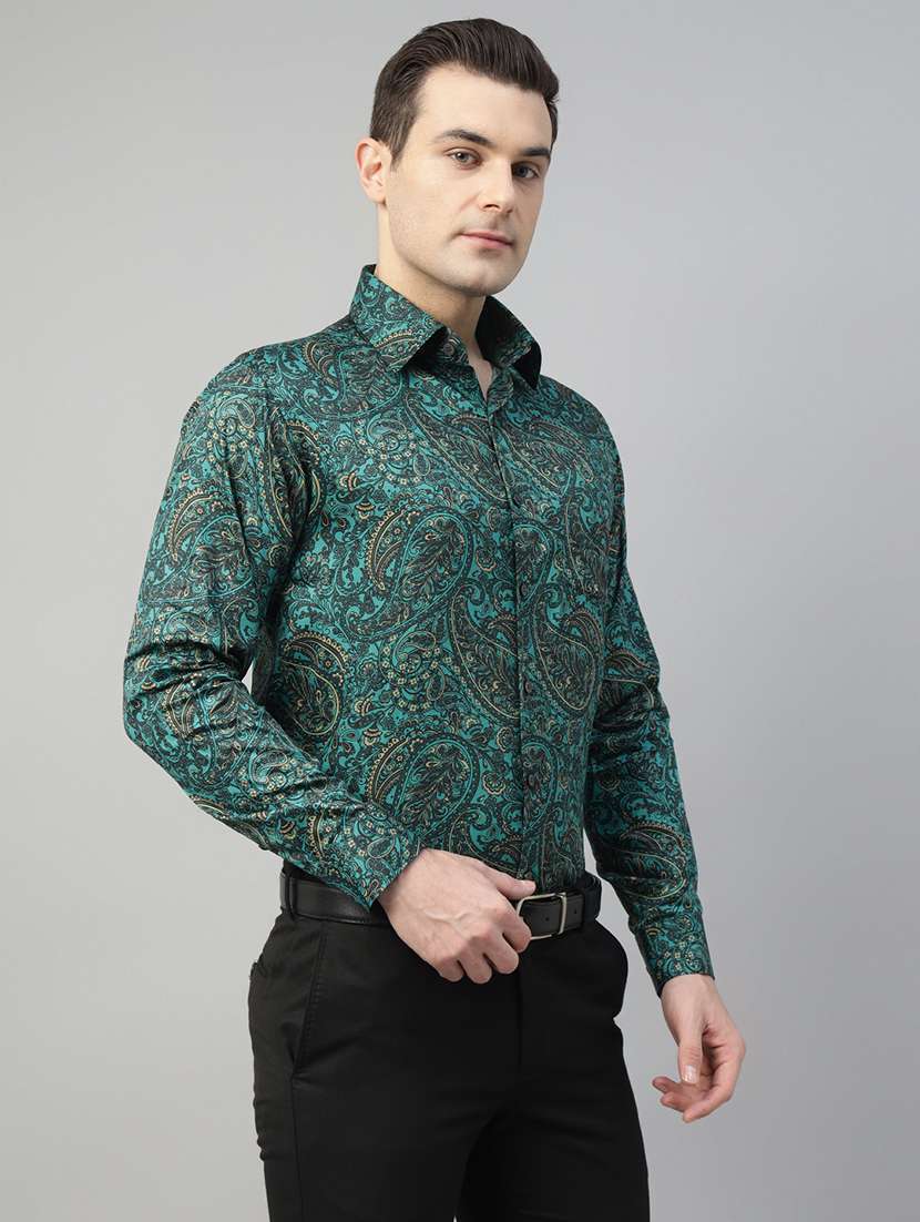 men printed collared long sleeve regular fit shirt - 22039606 -  Standard Image - 2