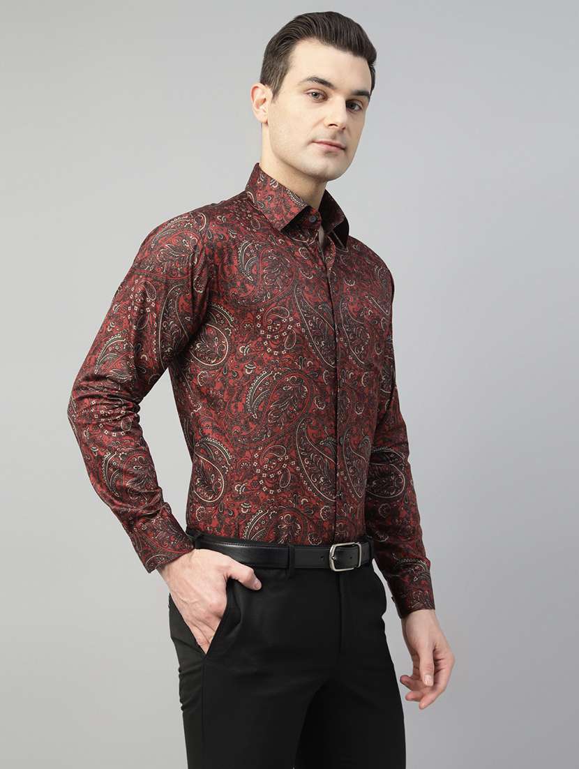 men printed collared long sleeve shirt - 22039607 -  Standard Image - 2