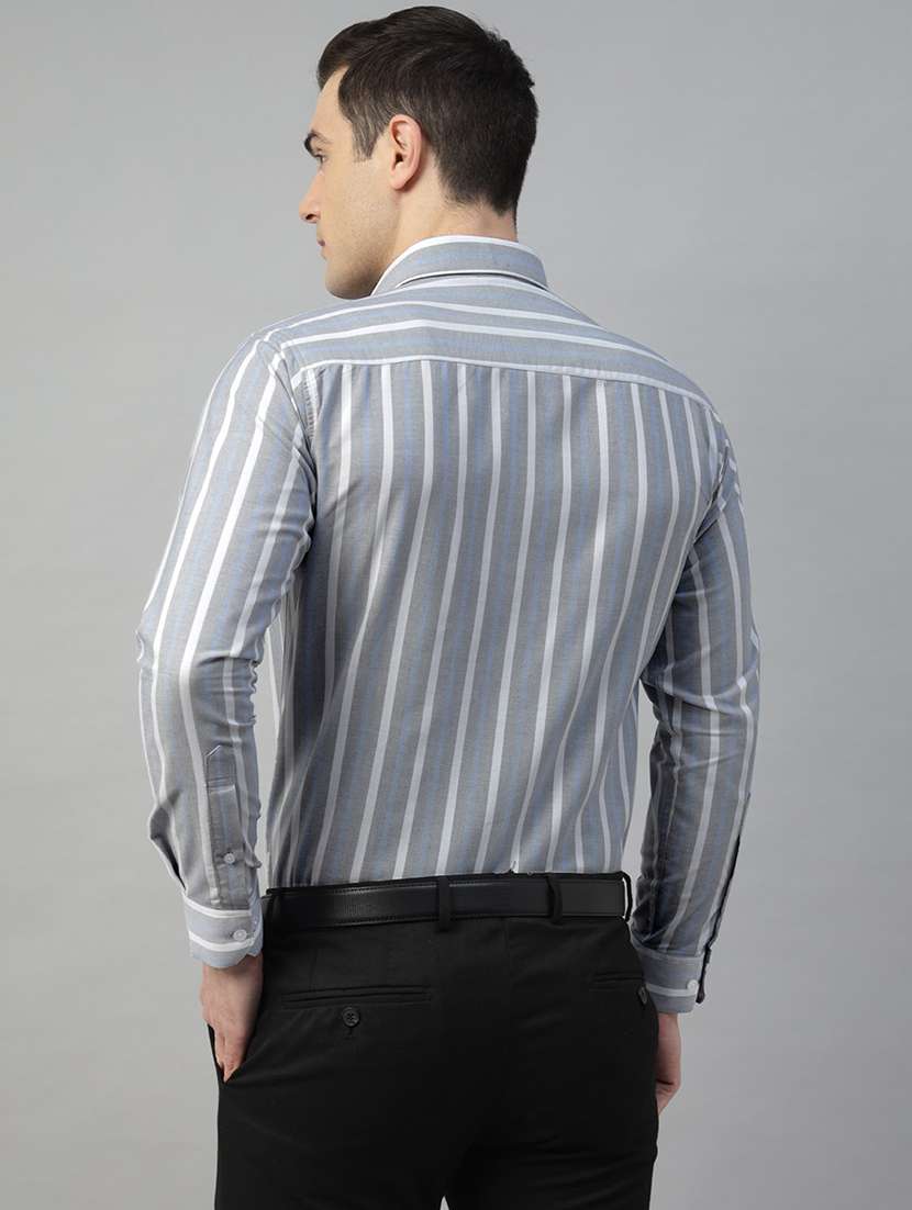 men striped collared long sleeve regular fit shirt - 22039608 -  Standard Image - 2