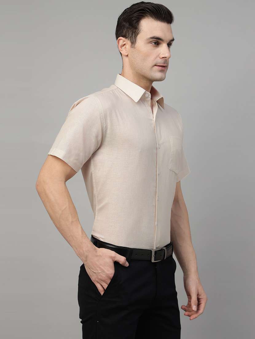 men solid collared short sleeve shirt - 22039609 -  Standard Image - 2