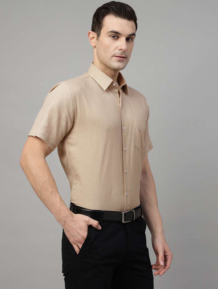 men solid collared short sleeve shirt - 22039610 -  Standard Image - 2