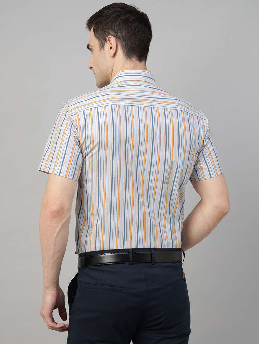 men striped collared shorts sleeve shirt - 22039611 -  Standard Image - 2