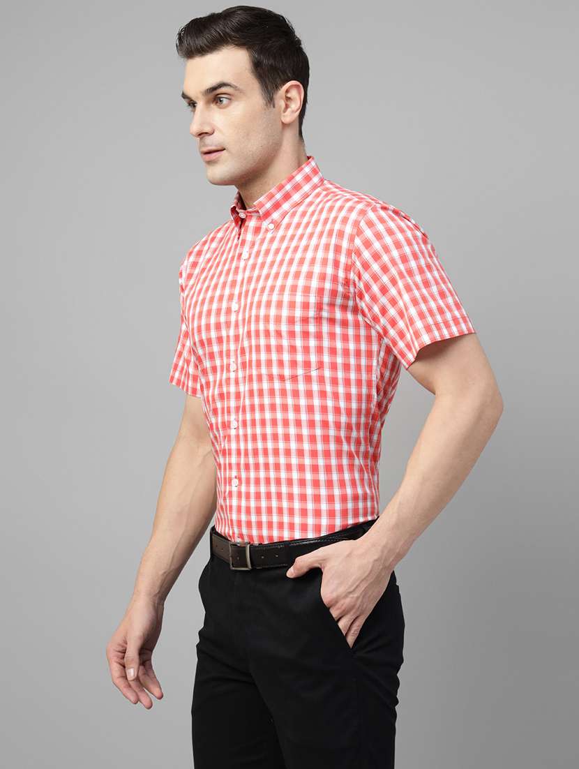 men checkered collared short sleeve regular fit shirt - 22039613 -  Standard Image - 2