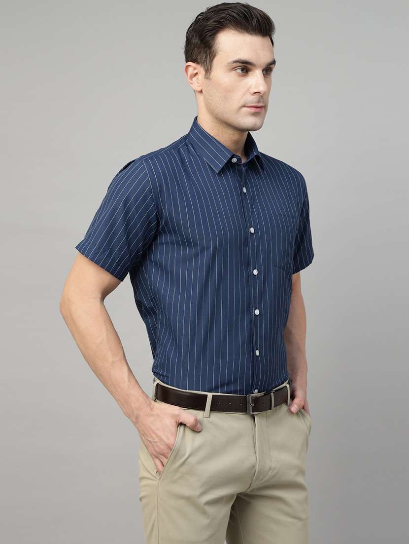 men striped collared short sleeve shirt - 22039621 -  Standard Image - 2