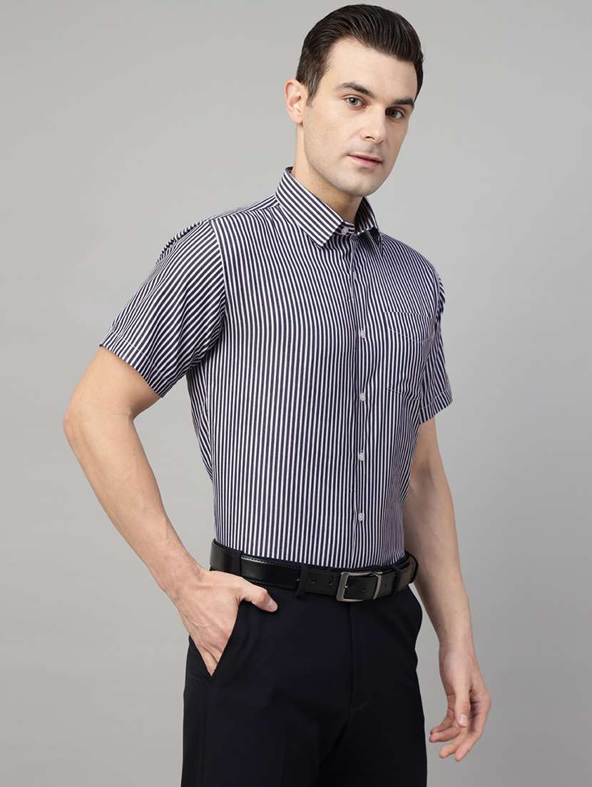 men striped collared long sleeve shirt - 22039622 -  Standard Image - 2