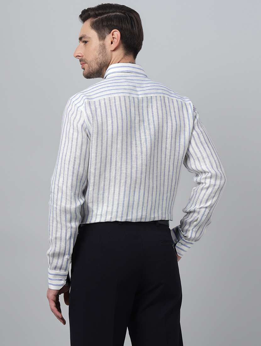 men striped collared long sleeve shirt - 22039644 -  Standard Image - 2