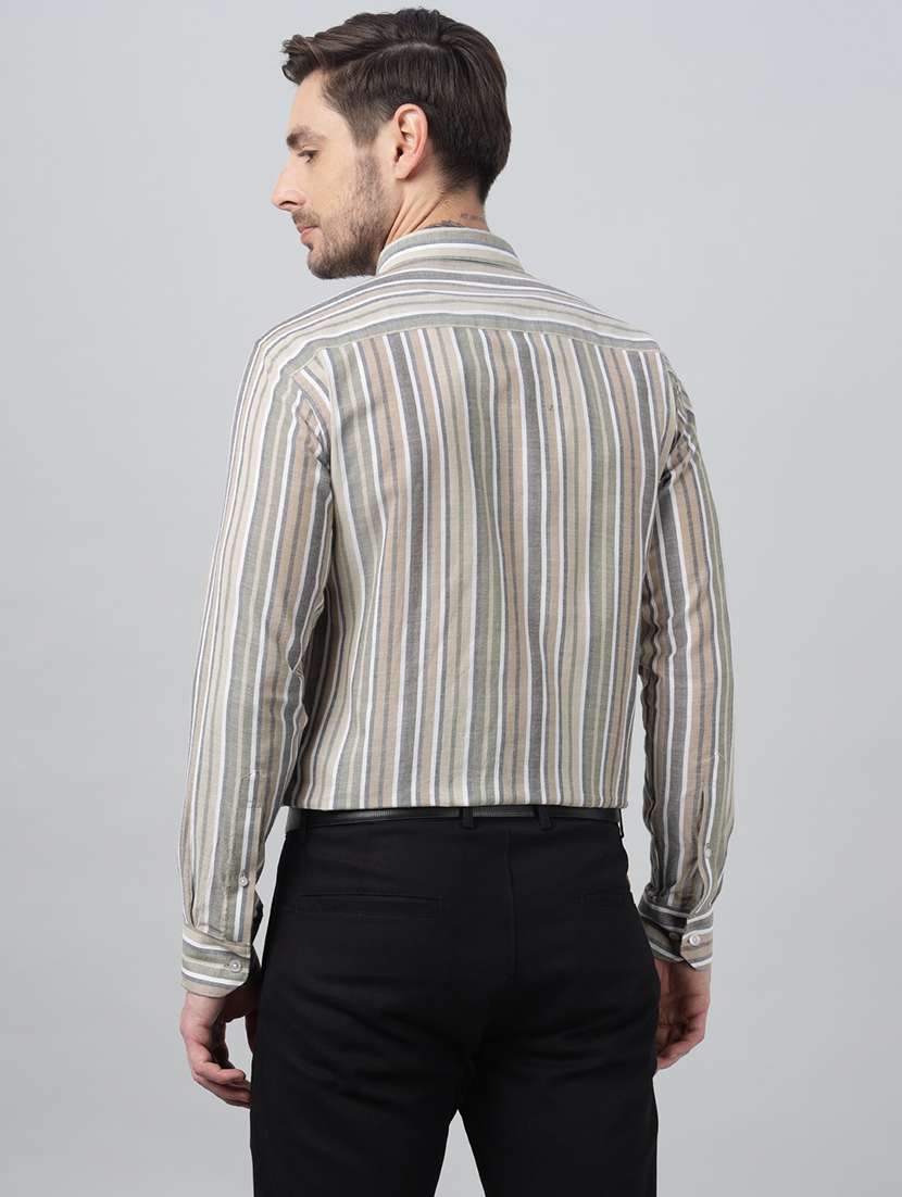 men striped collared long sleeve shirt - 22039656 -  Standard Image - 2