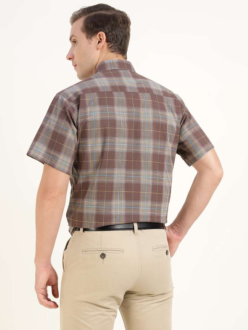 men checkered collared short sleeve shirt - 22039658 - Standard Image - 2