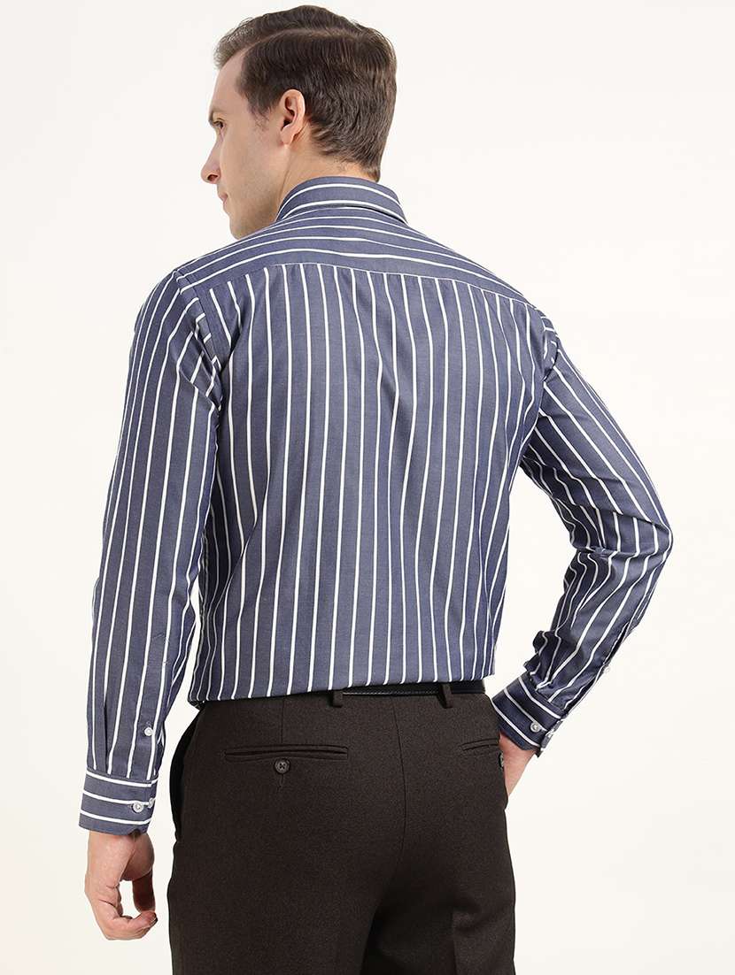 men striped collared long sleeve shirt - 22039660 - Standard Image - 2
