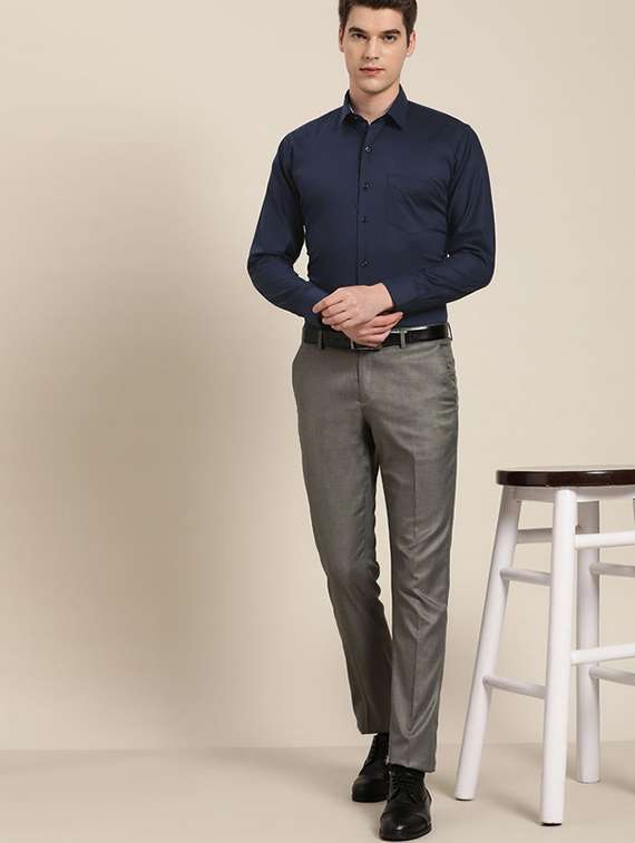 men solid collared long sleeve shirt - 22039677 -  Standard Image - 2
