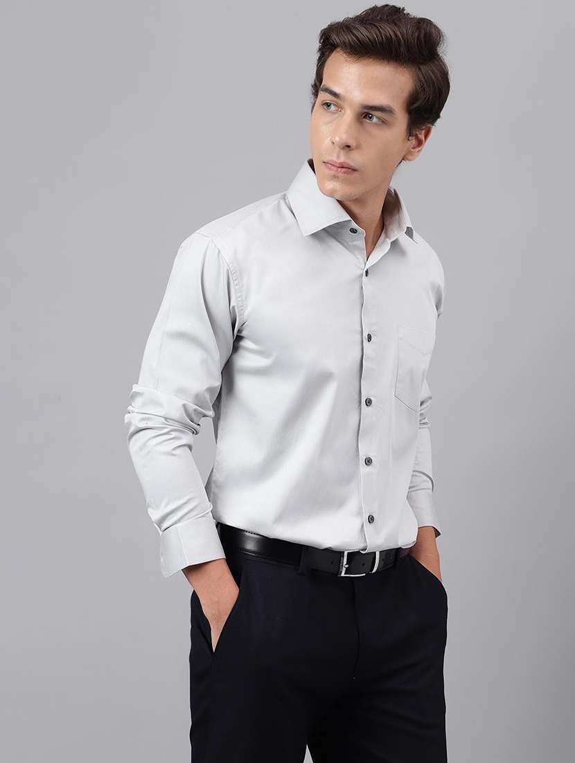 men solid collared long sleeve shirt - 22039698 -  Standard Image - 2