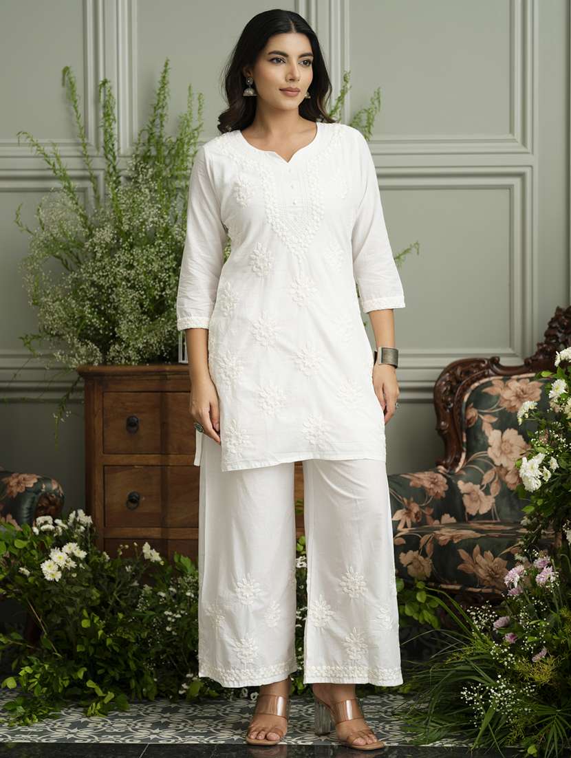 women embroidered three quarter sleeve ethnic co-ord set - 22039722 -  Standard Image - 2