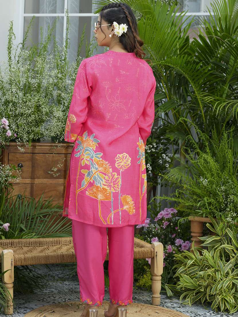 women floral print three quarter sleeve ethnic co-ord set - 22039724 - Standard Image - 2