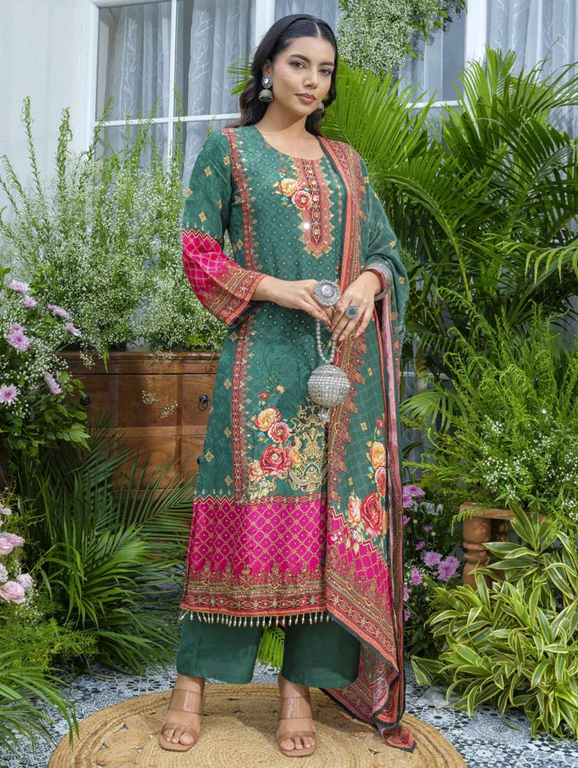 women printed kurta and pant with dupatta set - 22039752 - Standard Image - 2