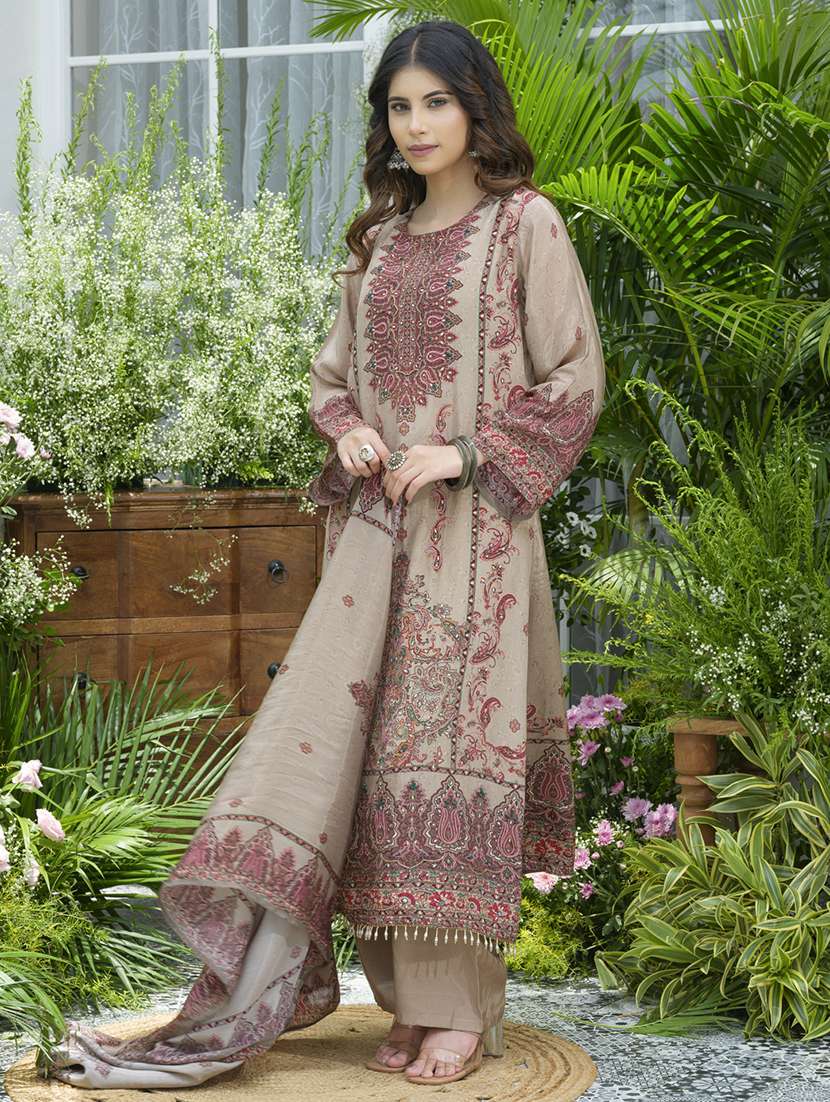 women printed kurta and pant with dupatta set - 22039757 - Standard Image - 2