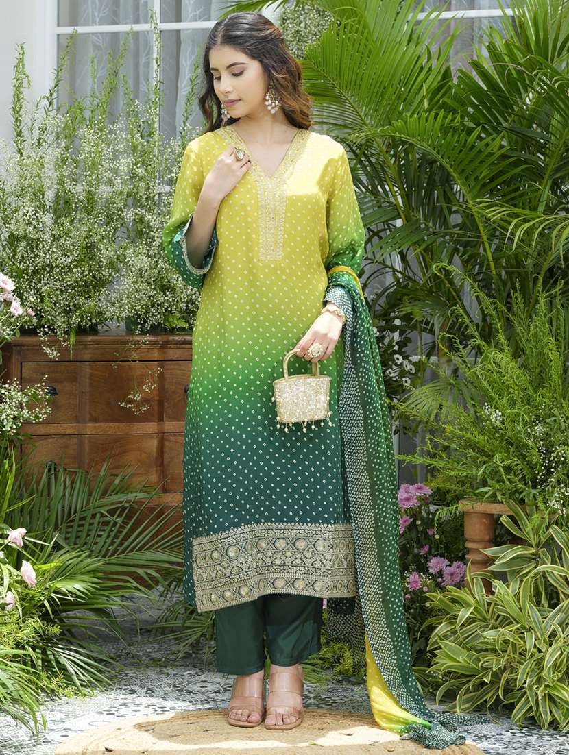 women printed kurta and pant with dupatta set - 22039759 - Standard Image - 2