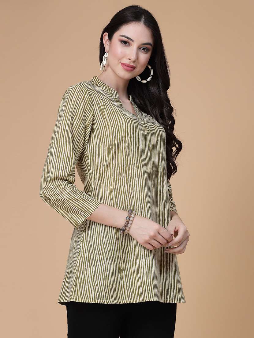 women printed three quarter sleeve kurti - 22039817 - Standard Image - 2
