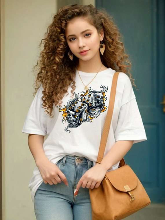 women printed drop shoulder oversized t-shirt - 22039827 - Standard Image - 2
