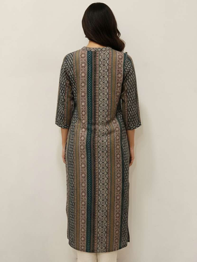 women printed mandarin neck straight kurta - 22039972 -  Standard Image - 2