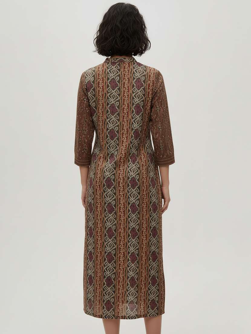 women printed mandarin neck straight kurta - 22039982 -  Standard Image - 2