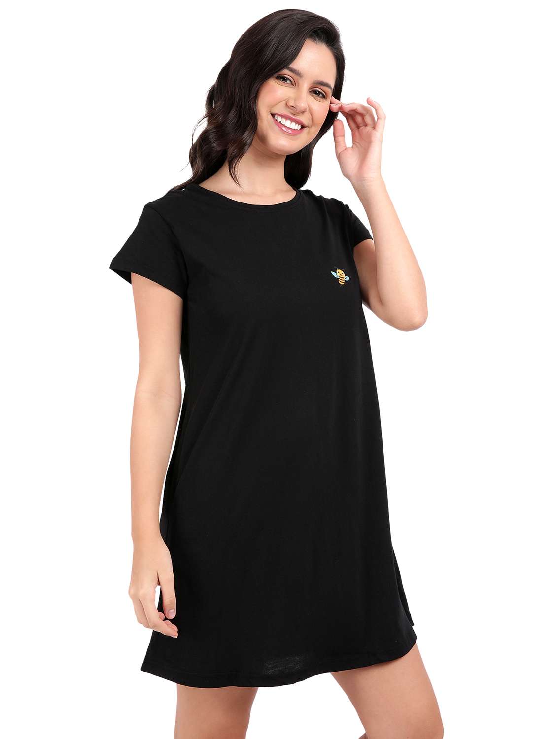 women solid short sleeve sleepshirt - 22040467 -  Standard Image - 2