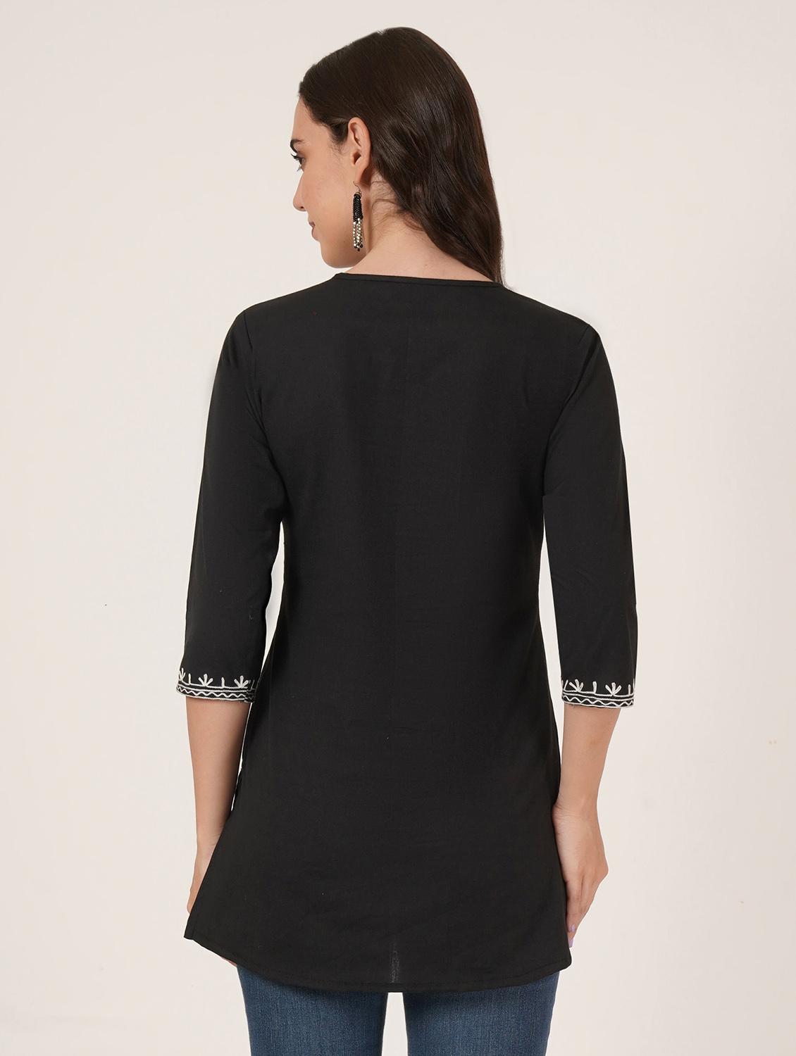 women embroidered three quarter sleeve kurti - 22040481 - Standard Image - 2