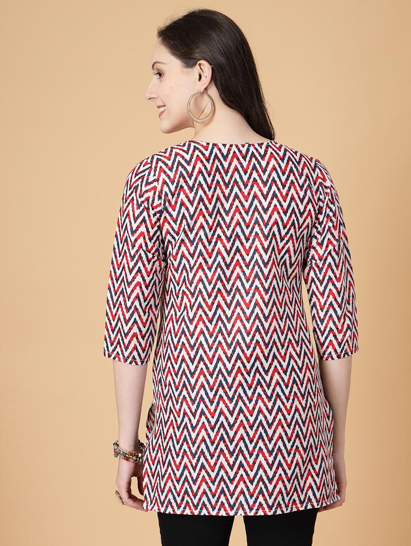 women printed three quarter sleeve straight kurti - 22040853 - Standard Image - 2