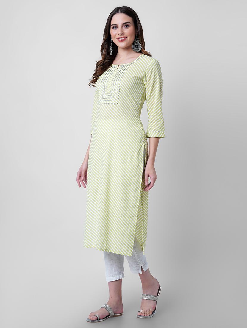 women printed three quarter sleeve straight kurta - 22040912 - Standard Image - 2