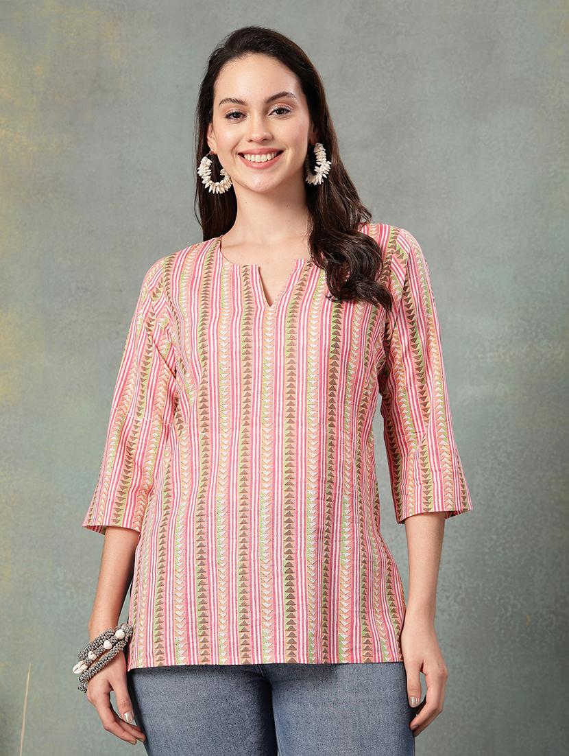 women printed three quarter sleeve straight kurti - 22041029 - Zoom Image - 0