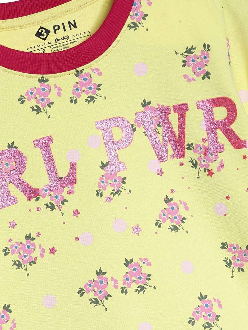 girls printed round neck regular fit sweatshirt - 22041042 - Standard Image - 2